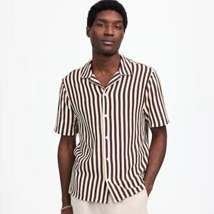 NWOT Madewell The Textured Knit Camp-Collar Shirt in Dusty Plum Size XXL